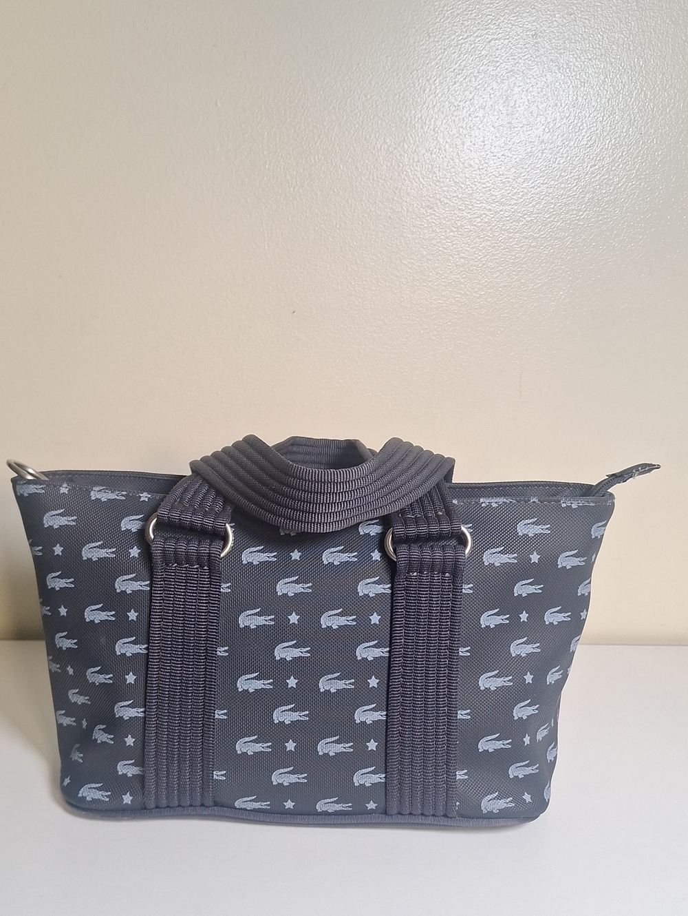 Lacoste Vintage Y2K Navy Star Crocodile Canvas Mini Hand Bag Handbag Authentic - Picture 4 of 13